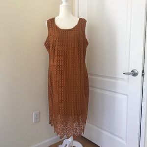 Q&A Plus Size Brown Lace Summer Dress 1X Evening